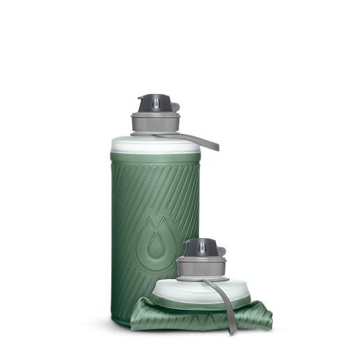 HydraPak Flux - Collapsible Backpacking Water Bottle (750ml, 1L, 1.5L) - BPA Free, Ultra Light, Spill-Proof Twist Cap - color: *NEW* Sage Green, style: 1L/32oz