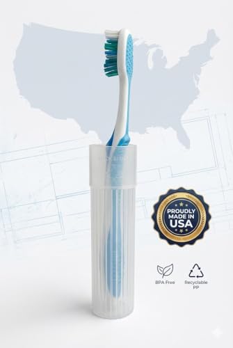 American Comb Toothbrush Holder (Blue,Pink,White,Purple) Made in USA, with Ventilation Holes, for Toothbrush Covers, Toothbrush Holder, Toothbrush Soft, Durable Design, Hygienic Bathroom Accessory - color: Blue,pink,white,purple