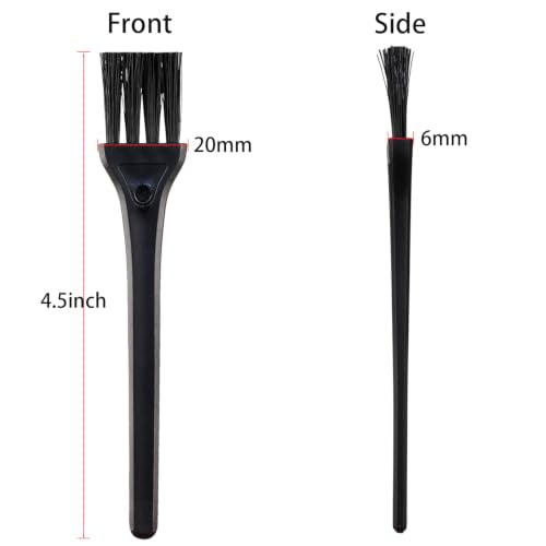 Mini Cleaning Brushes, 6 Pack Nylon Detail Brushes, 4.3 Inch | Nylon Bristles, Pink Handles, For Shavers, Razor Heads, Trimmers, Mug Lids, Keyboards, Small Crevices - color: Black