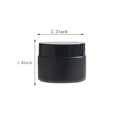 OverNews 4PCS 2oz Glass Jar Travel Size, Empty Cosmetic Lotion Container with Black Lid & Spatula, Small Mini Jar for Beauty (Black) - color: Black, size: 4