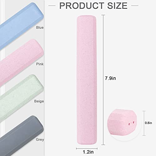 Mulbozy Travel Toothbrush Case, Portable Toothbrush Protector Cover, Breathable Wheat Straw Toothbrush Holder for Traveling, Camping, Business, Home, School, Gym, and More - 4 Packs - color: Pink, Blue, Green, Grey