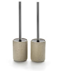 Ceramic Toilet Brush & Holder Set - Freestanding Deep-Cleaning Toilet Bowl Cleaner Brush, Stainless Steel Handle, Small & Sturdy for Storage, Easy to Clean, Non-Scratching - color: Sand