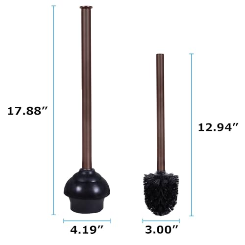 Blue Donuts Toilet Brush and Plunger Set with Holder, Sleek Minimalist Modern Oil Rubbed Bronze Bathroom Accessories Toilet Plunger and Toilet Bowl Brush Combo - color: Bronze