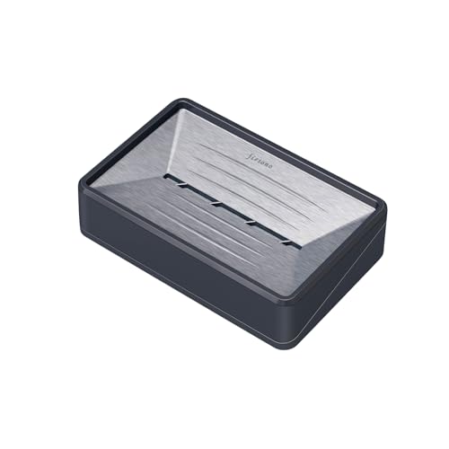 Soap Dish Tray with Drain for Bathroom Shower Kitchen | Stainless Steel Bar Soap Holder with Suction Cups, Double Layer Draining Soap Container Box for Sink Countertop/Wall-mounted