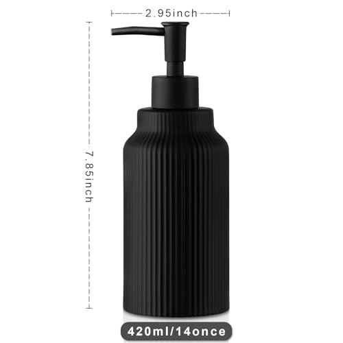 Modern Ceramic Soap Dispenser for Bathroom，14oz Ceramic Soft Touch Hand Lotion Dispenser with Pump，Liquid soap Dispenser for Kitchen Rubber Paint (Black) - color: Black