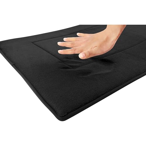 Ultra-Soft Extra-Thick Non-Slip Memory Foam Long Bath Runner Mat (2 ft x 5 ft, Black) - color: Black, size: 2' x 5' (Rectangular)