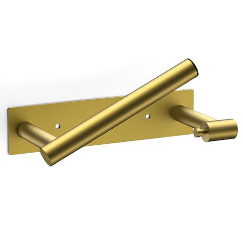 FORIOUS Toilet Paper Holder, Adhesive or Screw Wall Mount Pivoting Tissue Roll Holder, Stainless Steel Self Adhesive Toilet Paper Roll Holder no Drilling (Brushed Gold, Square) - color: Brushed Gold