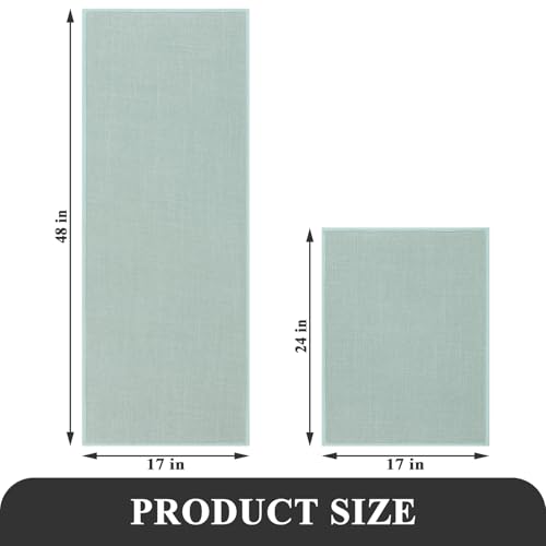 SHACOS Bath Mat Set of 2, Ultra Thin Washable Bathroom Rugs, No Slip Rubber Bath Rugs for Bathroom, Quick Dry Absorbent Bathroom Mat for Shower Outside Floor Toilet Sink (17"x24"+17"x47") - color: Light Green, size: 17"x24"+17"x47"