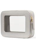 Popvibe Clear Makeup Case Toiletry Bag Travel Medium Clear Cosmetic Bag with Zipper, Small Make Up Bag Organizer Traveling TSA Approved Transparent Bag Car for Essentials, Beige Grey - color: Beige Grey, style: Medium Moda