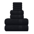 GLAMBURG Ultra Soft 8-Piece Towel Set - 100% Pure Ringspun Cotton, Contains 2 Oversized Bath Towels 27x54, 2 Hand Towels 16x28, 4 Wash Cloths 13x13 - Ideal for Everyday use, Hotel & Spa - Black - color: Black, size: 8 Piece Towel Set
