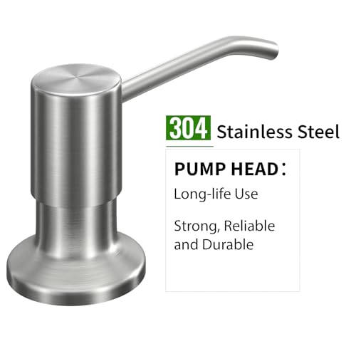 Kitchen Sink Soap Dispenser, Built in SoapDispenser, 47" Extension Tube kit, Counter Lotion Dispenser Pump, No Need More Refills (Brushed Nickel) - color: Brushed Nickel