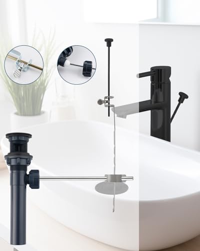 Bathroom Sink Drain Stopper with Lift Rod, Universal Fit, Oil Rubbed Bronze | Pop Up Sink Drain with Overflow, Drain Stopper for Vessel Sink, Assembly for Bathroom Faucet - color: Oil Rubbed Bronze