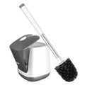 SetSail Toilet Brush and Holder, Self Closing Lid Toilet Bowl Brushes Holder and Extra Long Handle Ventilated Toilet Brush Set for Bathroom Cleaning, Nylon Bristles, White & Grey - color: White & Grey, size: 1 pack