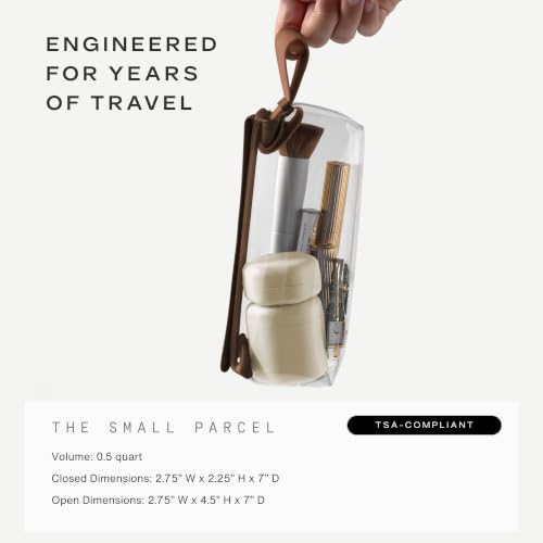 Cadence Parcel - Clear Travel Kit with Zipperless Magnetic Closure - Chestnut, Small - Durable, Leak-Resistant and TSA Approved Toiletry Bag - Modular Organization - Recycled TPU (.5 Qt) - color: Chestnut, size: Small