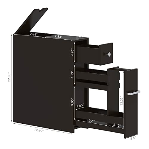 Spirich Slim Bathroom Storage Cabinet, Free Standing Toilet Paper Holder, Bathroom Cabinet Slide Out Drawer, Espresso - color: Espresso