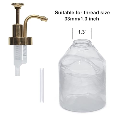 Soap and Lotion Dispenser Pumps Replacement Head Made of ABS Material, 33mm (1.3inch) Golden Gloss Smooth Action Pump, Rust Proof & Leak Proof for Coffee Syrup Pump,for Bottles DIY (Gold) - color: Brushed Gold