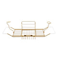 BDL Bathtub Caddy Expandable Bath Tub Tray Table with Wine Holder, Free Soap Dish and Laptop Reading Rack, Bathtub Tray for Home（Bronze） - color: Bronze