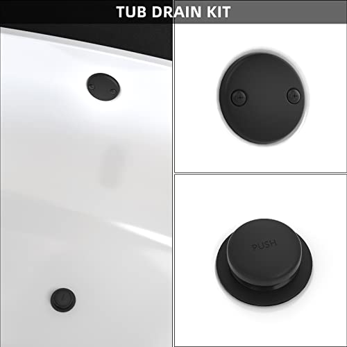 Matte Black Bath Tub Drain and Overflow Kit, Universal All Metal Tip-Toe Bathtub Drain Replacement Kit with Fine/Coarse Thread - color: Matte Black