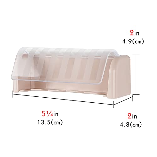 5 Slots Wall Mount Toothbrush Holder with Cover, Self Adhesive Toothbrush Storage Organizer for Shower, Toothbrush Hanger for Bathroom, Medicine Cabinet, Dorm (Pink) - color: Pink 1 Pack