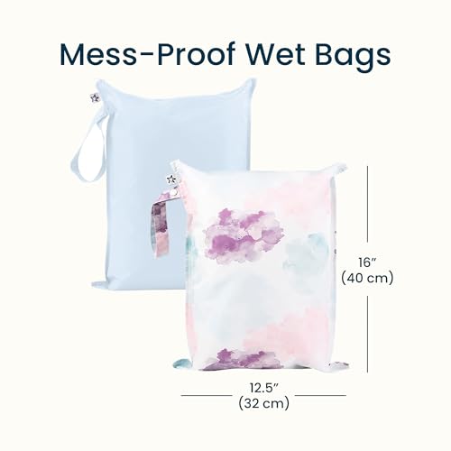 Tiny Twinkle Mess Proof Wet Bags | 2-Pack Reusable Waterproof Wet Bags for Swimsuits | Baby Clothes | Travel & Diaper Bag (Cotton Candy) - color: Cotton Candy, size: 2 Pack