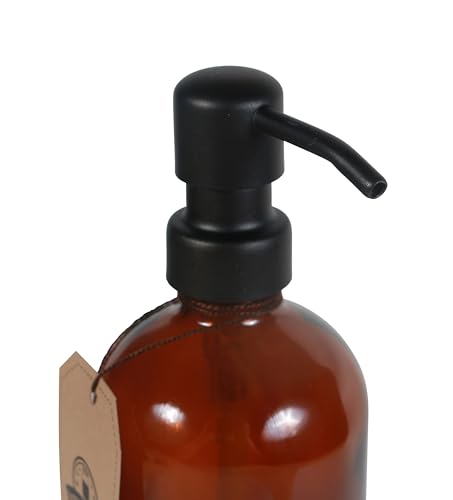 Amber Glass Jar Soap and Lotion Dispenser with Matte Black Pump - 16 oz - by Jarmazing Products - color: Amber/Black 16oz, size: Pack of 1