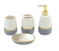 Grey Gold Bathroom accesory Set 4pc,Ceramic Bathroom Accessories Set Gray Bathroom Decor countertop Organize Include Toothbrush Holder soap Dispenser soap Dish Tumbler Cup Best Gift for Bath Storage - style: GREY