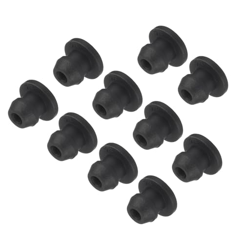 MECCANIXITY Silicone Snap in Locking Hole Plugs,Rubber Panel Seal Cover Flush Type Panel Round for Kitchen Rubber Bulkheads Waterproof Sealing Plugs 5mm/0.2 Inch Diameter Black,Pack of 10 - size: 5mm