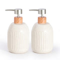 Ceramic Soap Dispenser, 16oz Rustic Dish Hand Soap Dispenser for Bathroom & Kitchen, Speckled Liquid Soap Pump Bottle for Shampoo, Lotion, Conditioner, Modern Farmhouse Bathroom Accessories - color: Ribbed-cream