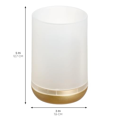 iDesign Toothbrush Holder with 3 Divided Sections for Bathroom or Vanity - Frost/Gold
