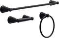 Franklin Brass 3-Piece Matte Black Bathroom Set Towel Rack, Ring, Toilet Paper Holder| Kinla Bath Accessories - color: Matte Black, style: 3-Piece Bath Accessory Set