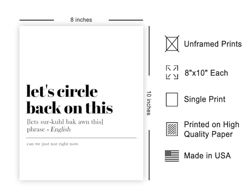 Poster Master Dictionary Art Poster - Definition of Let's Circle Back On This Print - Typography Art - Gift for Boss & Colleagues - Funny Decor for Office, Workplace or Dorm - 8x10 UNFRAMED Wall Art - color: Style14, size: 8"L x 10"W
