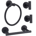 4-Piece Matte Black Bathroom Accessories Hardware Set,Include Double Post Pivoting Toilet Paper Holder,Towel Ring and 2 Towel Hooks - color: Matte Black a