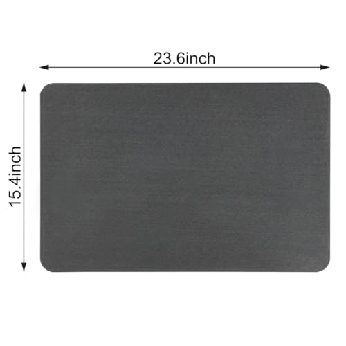 J&V TEXTILES Stone Bath Mat Diatomaceous Earth Shower Mat Non-Slip Super Absorbent Diatomite Stone Mats for Bathroom Floor Quick-Drying Easy to Clean (24''*15'') (Matte Black) - color: Matte Black