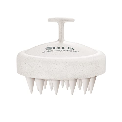 HEETA Scalp Massager Hair Growth, Soft Silicone Scalp Scrubber Shampoo Brush for Exfoliation, Dandruff Removal & Head Massage Stress Relax, Wet & Dry Use for Thick, Thin Hair Care, Wheat Straw Beige - color: New Beige
