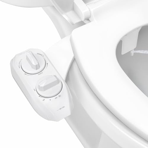 LUXE Bidet NEO 185 Plus - Dual Nozzle, Non-Electric Bidet Attachment for Toilet Seat, Patented Slide-In Install, 360° Self-Clean, EZ-Lift to Clean, Feminine & Rear Wash (White) - color: White