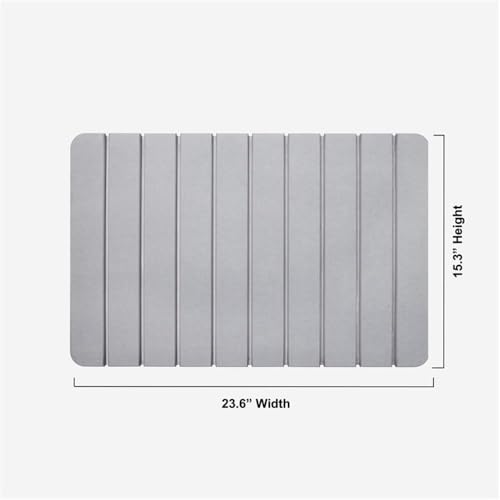 24x15 Modern Diatomite Stone Medium Bath Mat in Gray
