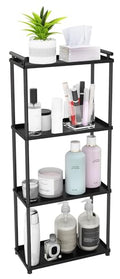 VOTZAAQ Matte Black 4 Tier Bathroom Organizer Countertop, Stainless Steel Perfume Tray and Vanity Countertop Shelf, Makeup Skin Care Bathroom Organizers and Storage for Dresser, Kitchen - style: 4Tiers