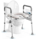 soundfuse Heavy Duty Raised Toilet Seat with Handles for Senior, 400 lbs | Adjustable Height & Width, Aluminum Reinforced Frame, Padded Seat, Handicap Elevated Toilet Seat Riser, Fit Most Toilets