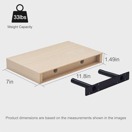 Oak Floating Shelves Set of 2,11.8 Inch Small Shelves for Walls,Wooden Shelf for Bathroom Over Toilet, Kitchen & Bedroom - color: Oak, size: 11.8''