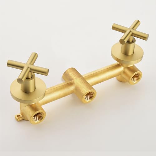 2 Handles Shower Faucet Set with Tub Spout Bathtub Shower Faucet Combo Set Shower System Complete Tub and Shower Trim Kit Brushed Gold Wall Mounted Shower Fixtures - color: Brushed Gold