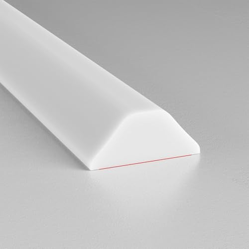 Shower Threshold Water Dam Barrier, 1.2 x 0.55 in, White | Flexible silicone water barrier for showers, sinks, and countertops; choose the size, height, and color that fits your space. - color: White, style: 0.55in x 39in