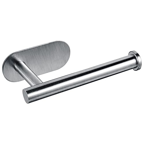 YUET Toilet Roll Holder Self Adhesive Holders Tissue 3M Stand Hanger Bathroom, Kitchen, Washroom Premium Thicken SUS-304 Stainless Steel, No Drilling,Strong Adhesiveness Rustproof (Brushed Silver) - color: Silver