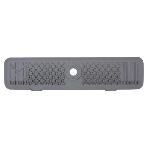 Faucet Mat for Kitchen Sink Silicone Sink Splash Guard 5° Slope Faucet Draining Mat Dish Soap Sponge Holder Around Faucet Bathroom Gadgets Sink Accessories Drying Mats Organizer (Gray, 24 Inch) - color: Gray