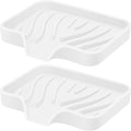 Silicone Soap Dish with Drain, SAISN Kitchen Soap Tray for Shower 2 Pack Self Draining Soap Dish Soft Bathroom Soap Holder for Kitchen Sink Flexible Portable Soap Saver, White - color: White