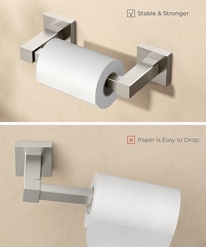 FORIOUS Toilet Paper Holder Wall Mount, Stainless Steel Rustproof Double Post Pivoting Tissue Roll Holder for Bathroom, Commercial Toilet Paper Dispenser (Brushed Nickel, Square) - color: Stainless Steel