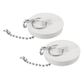uxcell 2 Pcs Tub Stoppers, Rubber Bathtub Stoppers 1-7/8" Kitchen Sink Drain Stopper, Bathroom Drain Plug with Pull Ring and 15" Beaded Chain, White - size: 1-7/8"