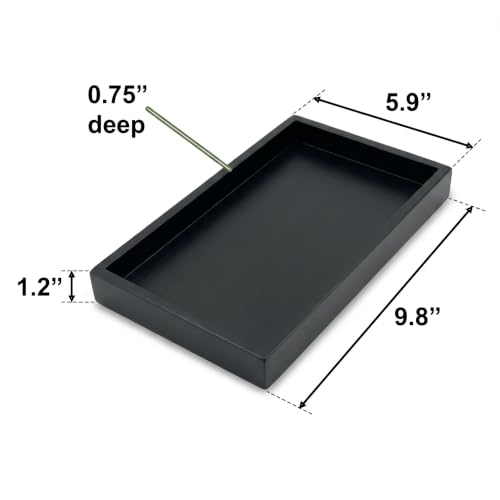 Natural Bamboo Serving Tray Platter 9.8 x 5.9 Rectangular, Black - color: Black, size: 9.8" x 5.9" x 1.2"
