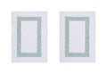 Better Trends 100% Cotton Hotel Collection Bath Mats Set, White & Blue Mats - Tufted, Reversible & Absorbent & Machine Washable 2 Piece Bathroom Rug Set, Shower & Sink Bath Rug - color: White & Blue, size: 2 Piece Set (17" x 24" | 17" x 24")
