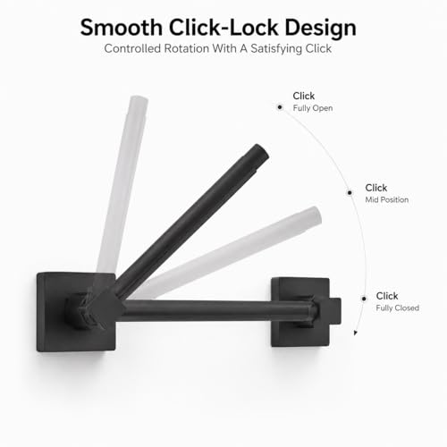 Matte Black Toilet Paper Holder Wall Mount, Bathroom Toilet Paper Holder for SUS 304 Stainless Steel, Double Post Pivoting Square Toilet Paper Roll Holder for Bathroom RV Paper Towels for TP - color: Square Matte Black