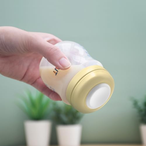 Maymom Screw Lids Aka Travel Caps with Rewritable Sealing Disc Compatible with Avent, Maymom Wide Mouth Bottles; Cap Replace Avent Natural Bottle Sealing Ring and Sealing Disc, 6pcs. (Yellow) - color: Yellow